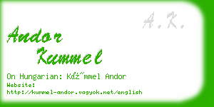 andor kummel business card